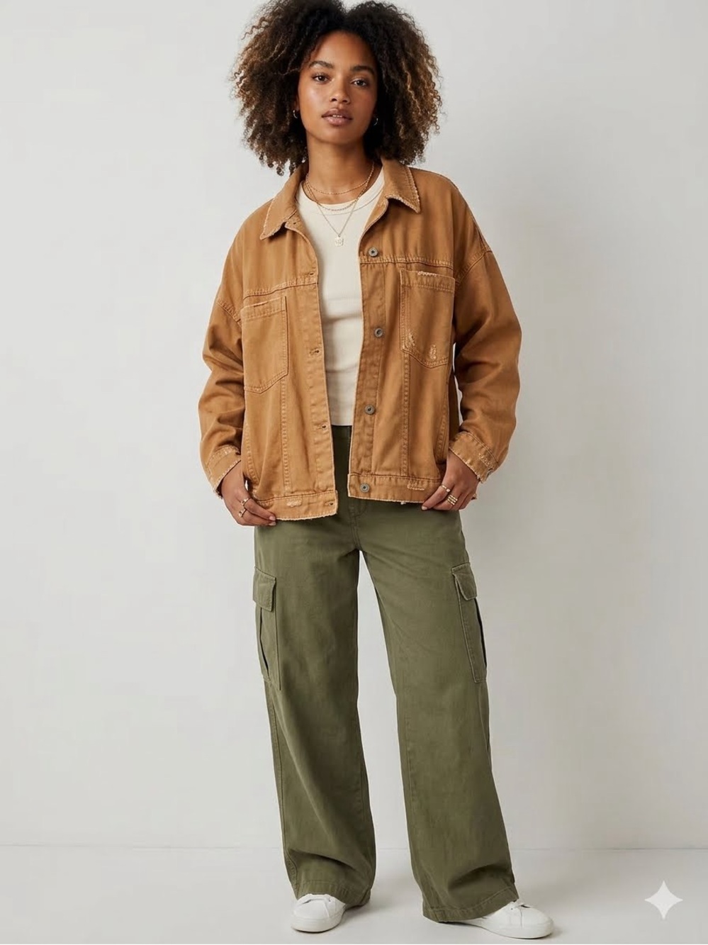 We The Free Tan Oversized Jean Jacket